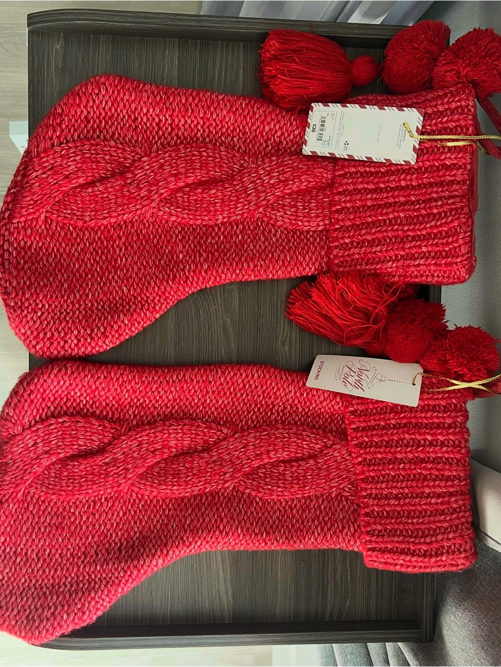 2 Large Red Christmas Stockings w/tags